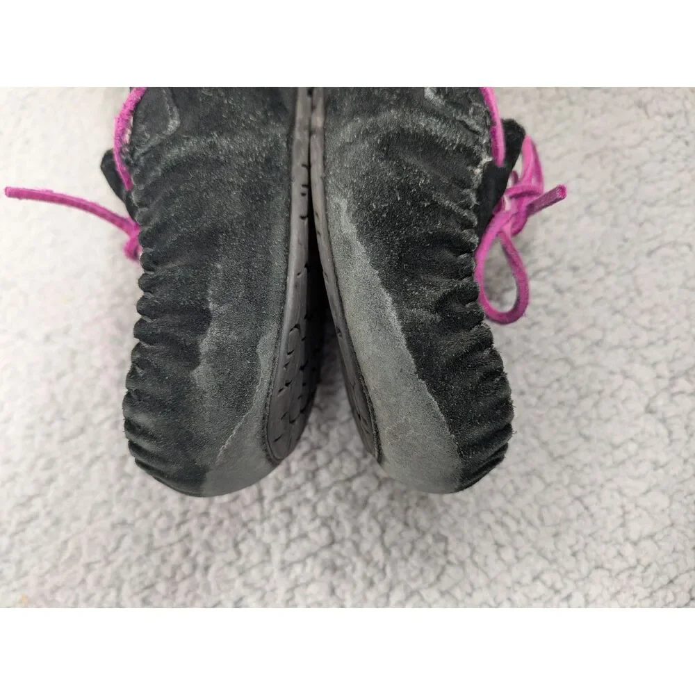 UGG Dakota Girls size 4 Sherpa Lined Black Suede Moccasin Slippers style 5296